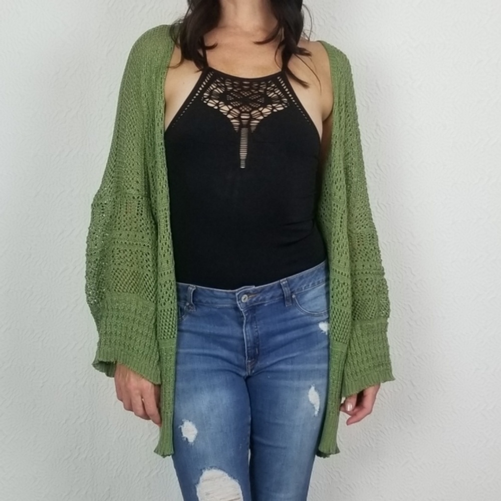 ⭐ Oversized Cozy Light Knit Cardigan Boho Gypsy Sweater OS NWT